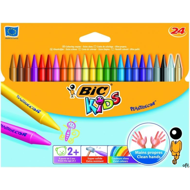 Kredki świecowe BIC Kids Plastidecor 24kol., 8297721