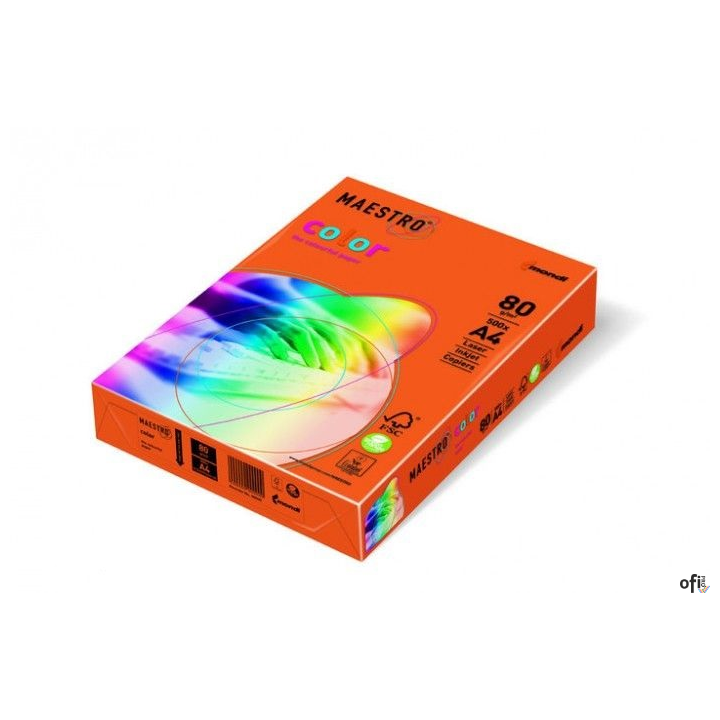 Papier xero MAESTRO COLOR  A4 160g  250 ark. OR43 orange  intensive
