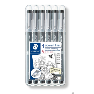 Pisak z atramentem pigmentowym, 6 szt., czarny, Staedtler S 308 SB6P