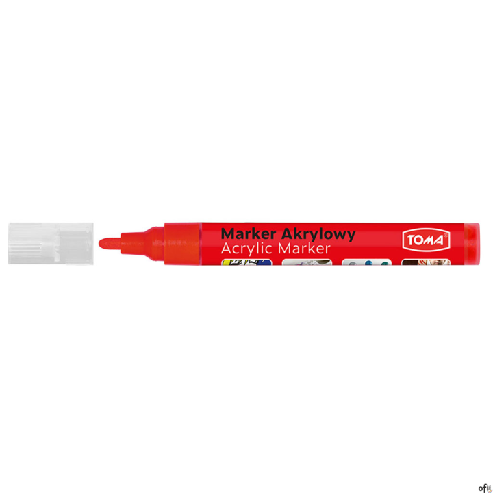 Marker akrylowy, fibrowa końcówka okrągła 2-5mm,  czerwony metalic TO-402 Toma