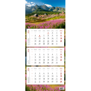 Kalendarz trójdzielny ekonomiczny KS045B GÓRY 2026 WOKÓŁ NAS