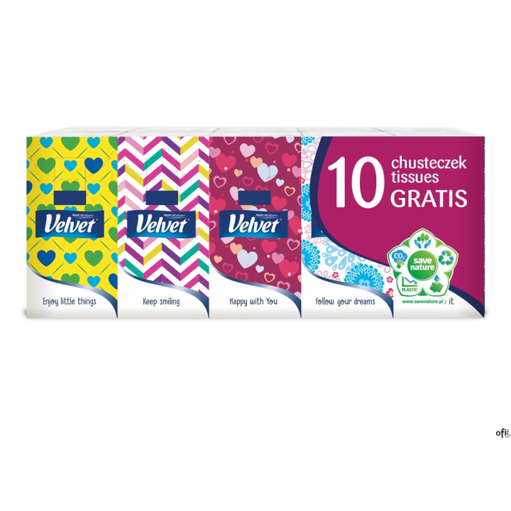 Chusteczki higieniczne VELVET (10) oryginal 4-warstwy białe