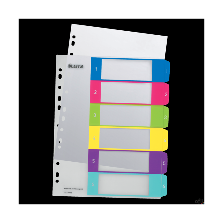 Przekładki do wielokrotnego użytku, bardzo wytrzymałe, w żywej tonacji kolorystycznej. Z kartą do indywidualnego zadruku na komp