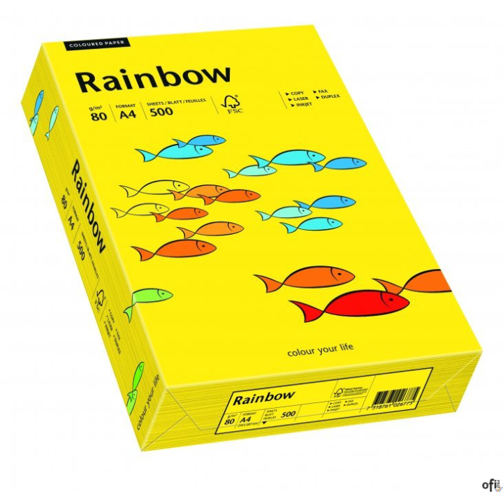 Papier xero kolorowy A4 80g 500 ark. RAINBOW R18 ciemnożółty 88042387