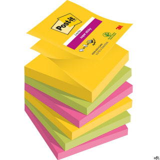 Bloczek samoprzylepny POST-IT Super sticky Z-Notes, 76x76mm, 6x90 kart., CARNIVAL