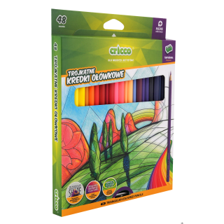 Kredki trójkątne 48 kolorów + temperówka