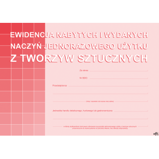 S-210-3 Ewidencja nabytych i wydanych naczyń jednorazowego użytku z tworzyw sztucznych A5 MICHALCZYK I PROKOP SALE