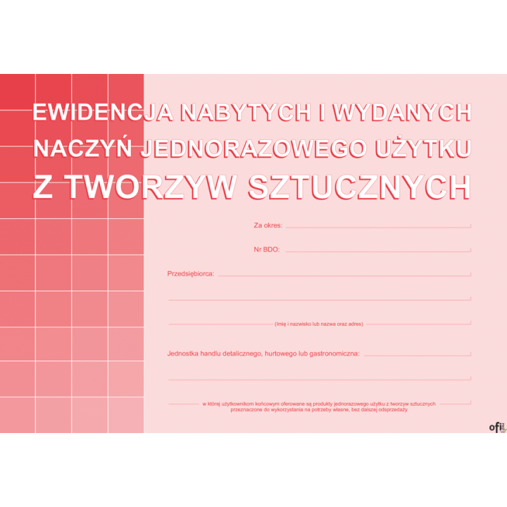 S-210-3 Ewidencja nabytych i wydanych naczyń jednorazowego użytku z tworzyw sztucznych A5 MICHALCZYK I PROKOP SALE