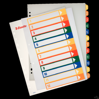 Przekładki plastikowe ESSELTE 1-12 do zadruku 100214