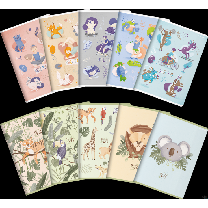 Zeszyt_TOP 2000 FREE&WILD A5 16k 70g mix linia podwójna kolorowa 400157886 SALE