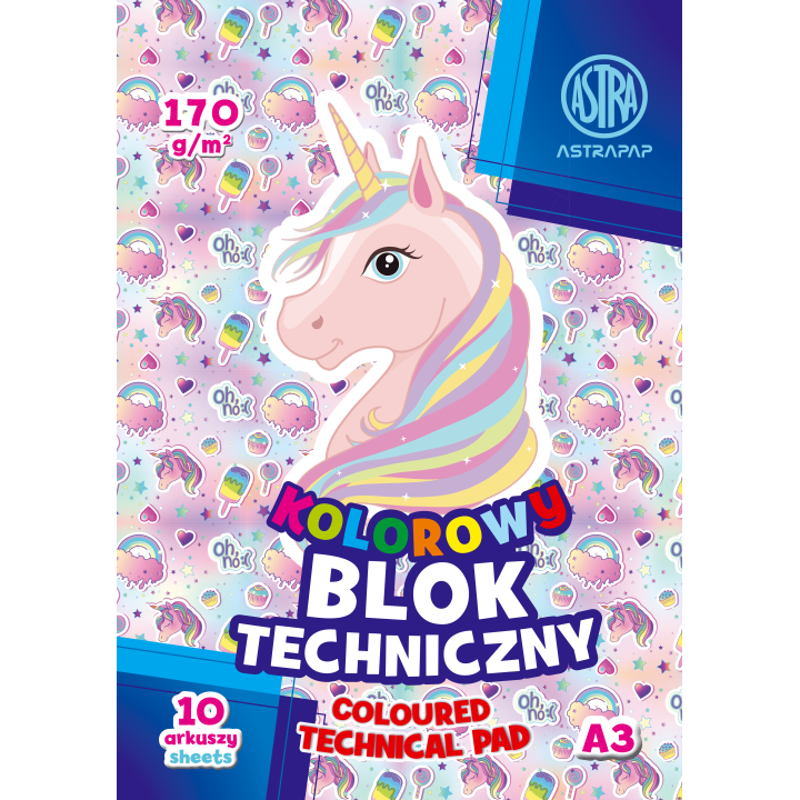 Blok kolorowy barwiony w masie ASTRAPAP A3 170g 10 ark BS&Unicorn, 106021008