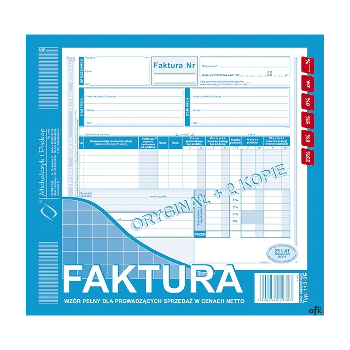 112-2E Faktura z osobnym wskazaniem nabywcy i odbiorcy 2/3A4 MICHALCZYK