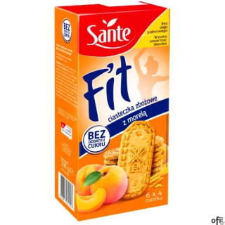 Ciasteczka owsiano-zbożowe z morelą Fit bez cukru (6x4szt.) 300g SANTE