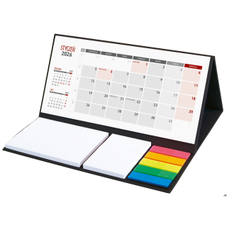 Kalendarz z notesem miesięczny klejony KB064B czarny 2026 WOKÓŁ NAS