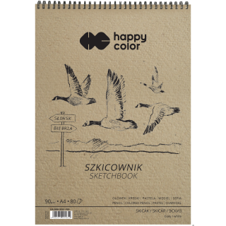 Szkicownik na spirali PTAKI A4, biały, 80 ark, 90g, Happy Color HA 3809 2030-P80
