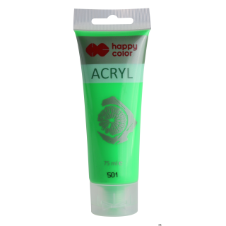 Farba akrylowa 75ml, zielony fluo, Happy Color HA 7370 0075-501