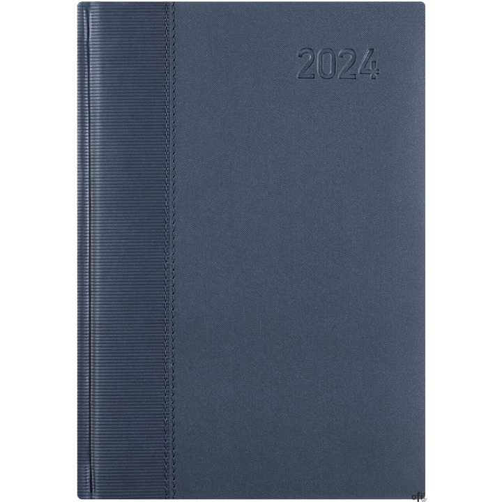 Kalendarz A5 STANDARD książkowy (KS1), 01 - granat staria / trama 2024 TELEGRAPH