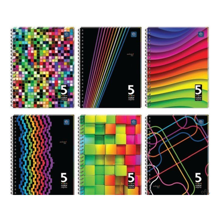 Kołozeszyt B5 100k 5 kolorów registrów miękka oprawa INTERDRUK