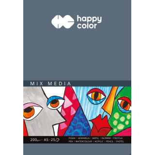 Blok MIX MEDIA, ART, A5, 25 ark, 200g, Happy Color HA 3720 1520-A25