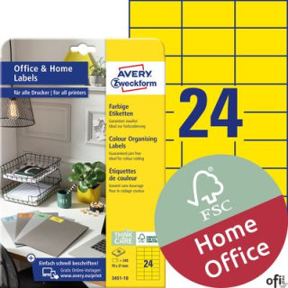 Etykiety Heavy Duty, A4, 20 ark./op., 70 x 37 mm, żółte, poliestrowe, AVERY ZWECKFORM, L6131-20