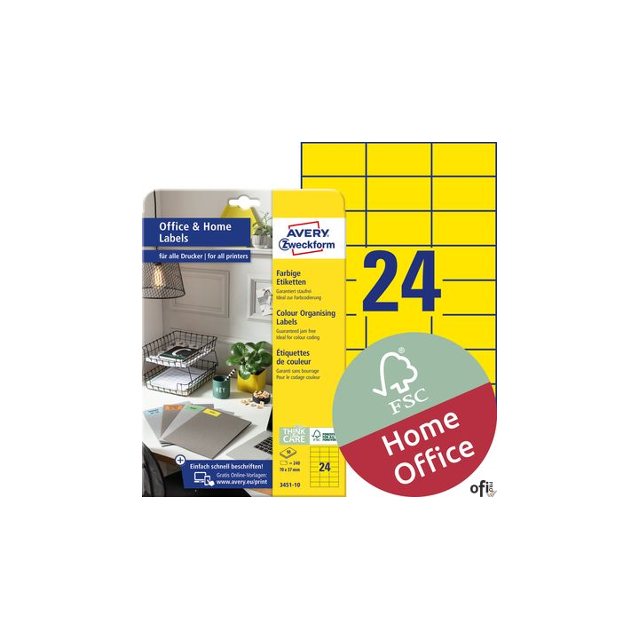 Etykiety Heavy Duty, A4, 20 ark./op., 70 x 37 mm, żółte, poliestrowe, AVERY ZWECKFORM, L6131-20