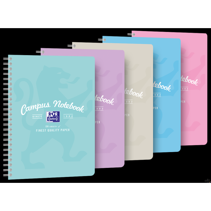 Kołozeszyt OXFORD CAMPUS B5+ 80k 90g pastel kratka z tagami 400160107