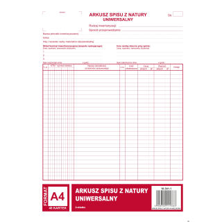 Arkusz spisu z natury A4, 48 kartek wielokopia 10-341-1 DOTTS