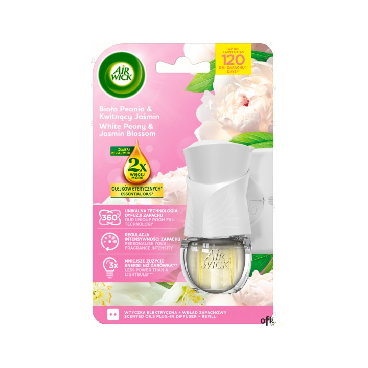 AIR WICK odświeżacz Elektryczny komplet 19ml Biała Peonia i Kwitnący Jaśmin 18116