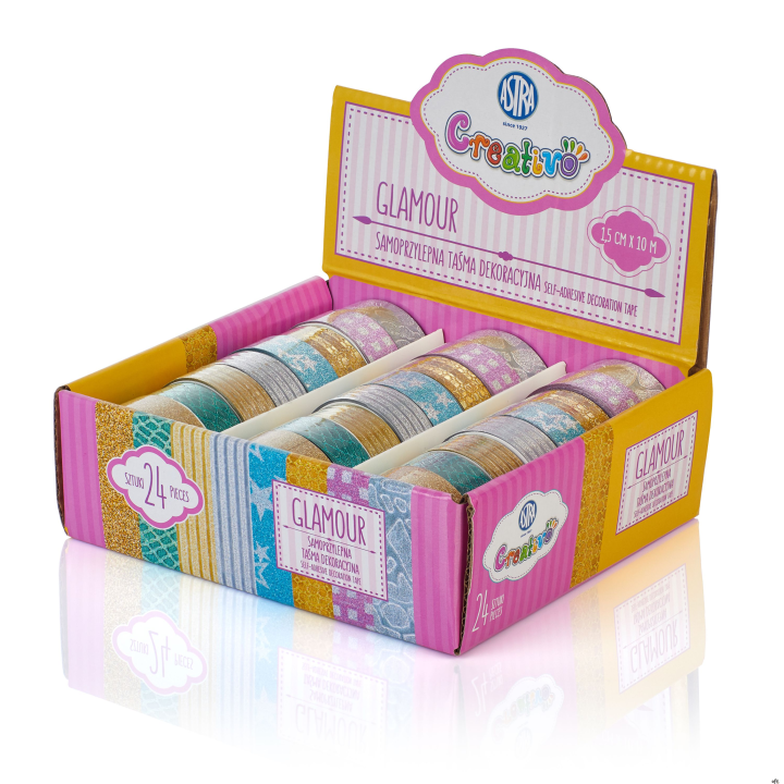 Taśma dekoracyjna brokatowa Glamour - display 24 sztuki ASTRA, 421118003