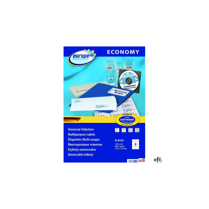 Etykiety uniwersalne Economy Europe 100 by Avery Zweckform • Etykiety samoprzylepne do wszechstronnych zastosowań.• Przeznaczone