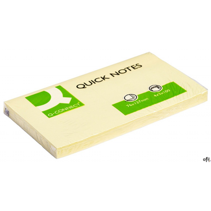 Bloczek samoprzylepny Q-CONNECT, 127x76mm, 1x100 kart., jasnożółty KF10503