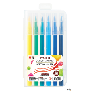 Pisak artystyczny pędzelkowy 1-4 mm, wodny, zestaw 12 kolorów, MG MG ACP92167
