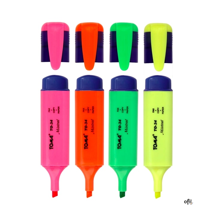 Zakreślacz MISTRAL, szeroka końcówka 1-5mm, mix 4 kolory TO-334 Toma