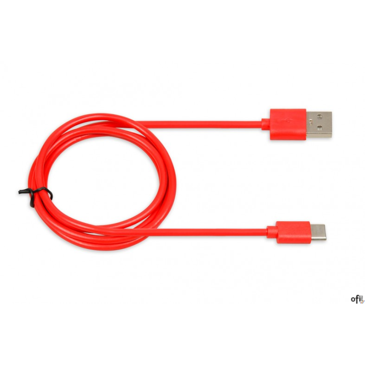 Kabel do transferu danych i zasilania USB 2w1 TYP C czerwony 1m (2A) Ibox IKUMTCR