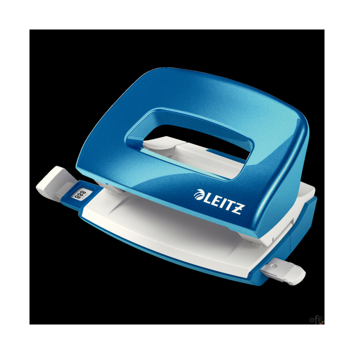 Dziurkacz mini LEITZ WOW metalowy niebieski metalik 50601036
