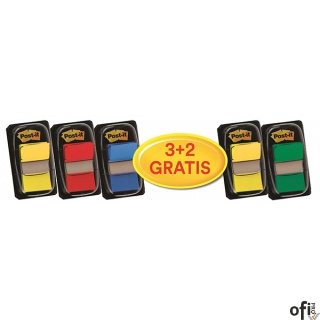 Zestaw promocyjny zakładek POST-IT (680 -P5+2), PP, 25,4x43,2mm, mix kolorów, 3+2 GRATIS