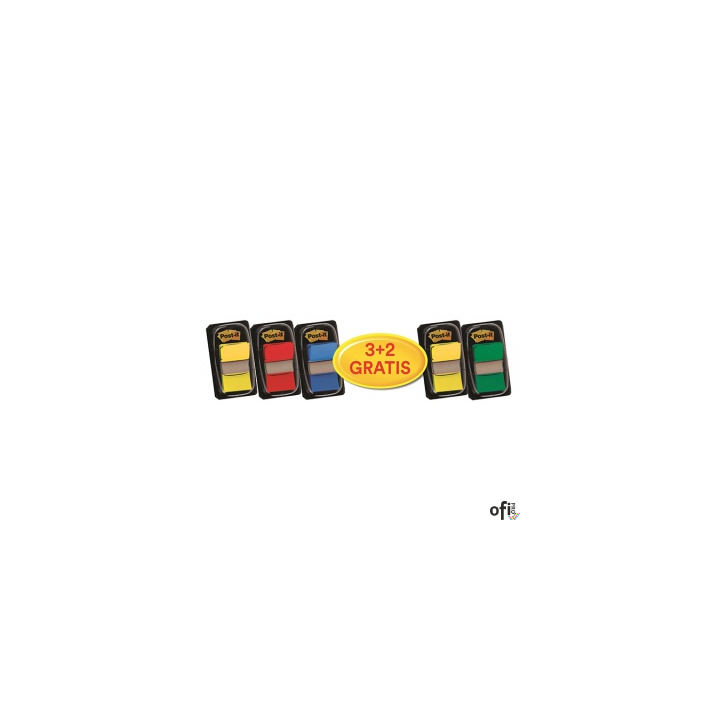 Zestaw promocyjny zakładek POST-IT (680 -P5+2), PP, 25,4x43,2mm, mix kolorów, 3+2 GRATIS