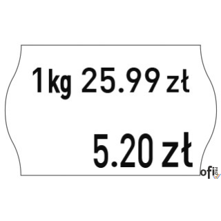 Etykiety cenowe w rolce do metkownicy dwurzędowej• Etykiety prostokątne z brzegami w kształcie fali• W formacie 26 x 16 mm• Biał