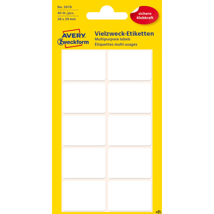 Minietykiety Avery Zweckform 3078 38 x 29 5 ark. Białe, do opisywania ręcznego