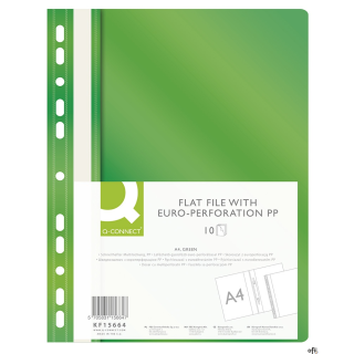 Skoroszyt Q-CONNECT, PP, A4, standard, 120/170mikr., wpinany, zielony KF15664