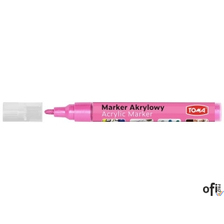 Marker akrylowy, fibrowa końcówka okrągła 2-5mm,  różowy TO-402 Toma