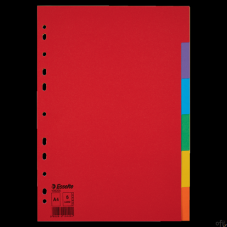 Przekładki karton A4 6 kart ESSELTE 100200 kolorowe bez karty opisowej