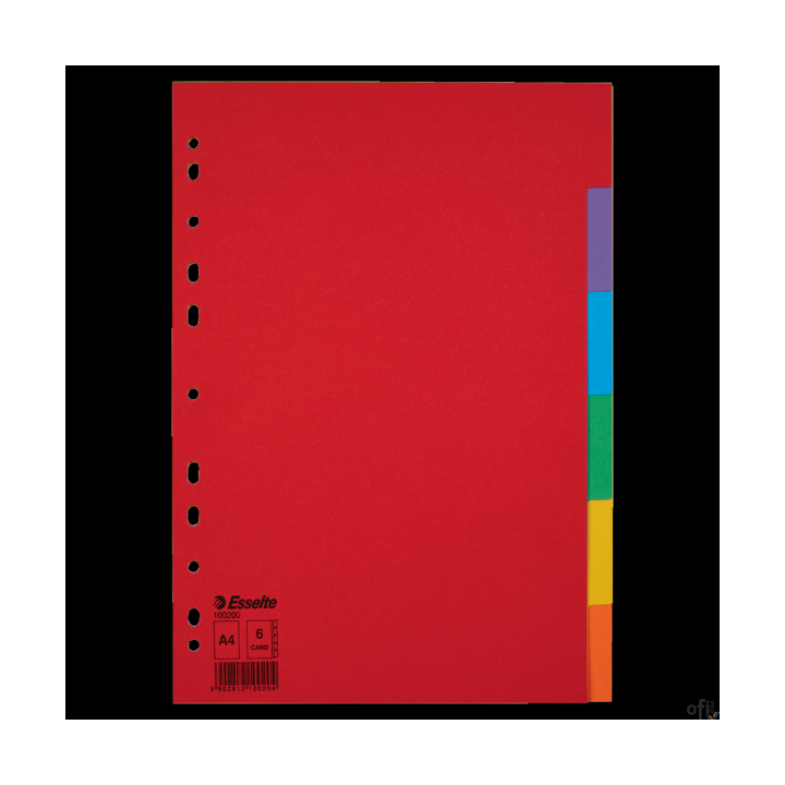 Przekładki karton A4 6 kart ESSELTE 100200 kolorowe bez karty opisowej