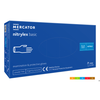 Rękawice nitrylowe bezpudrowe diagnostyczne MERCATOR, nitrylex basic, (100 szt.), rozmiar XS, niebieskie