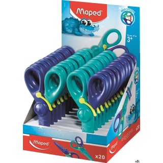 Plastikowe nożyczki KidiPulse dedykowane dla najmłodszych. Komfort użytkowania podnosi plastikowy klip, który redukuje wysiłek n