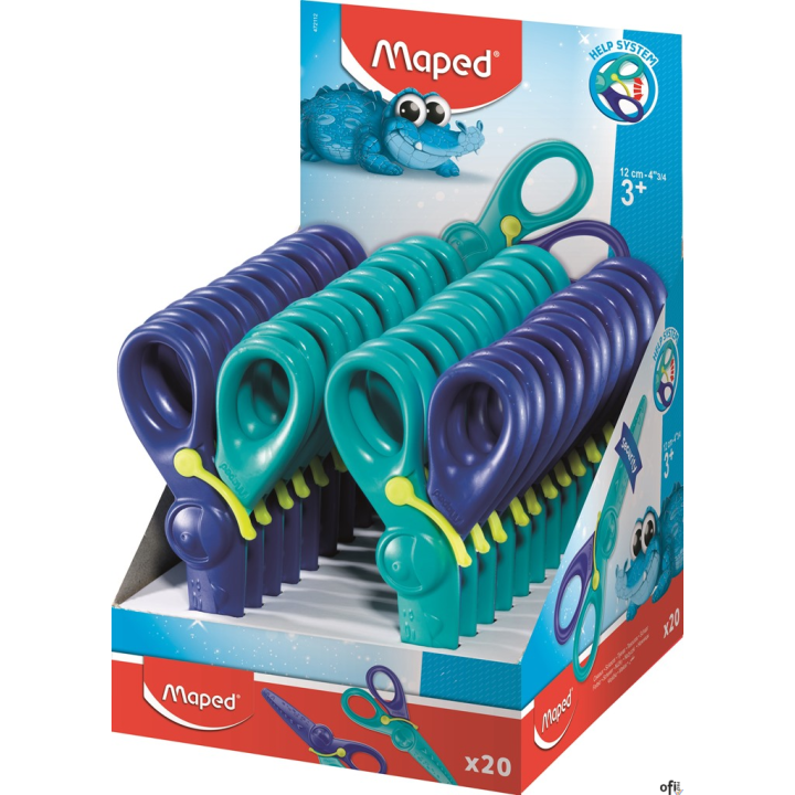 Plastikowe nożyczki KidiPulse dedykowane dla najmłodszych. Komfort użytkowania podnosi plastikowy klip, który redukuje wysiłek n