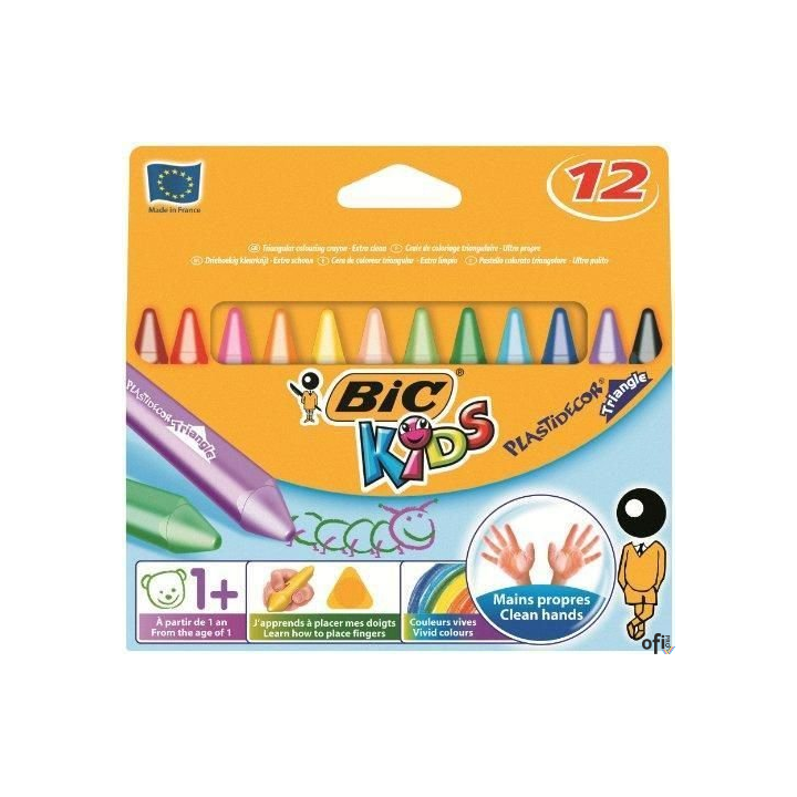 Kredki świecowe BIC Kids Plastidecor Triangle 12 kolorów, 8297733
