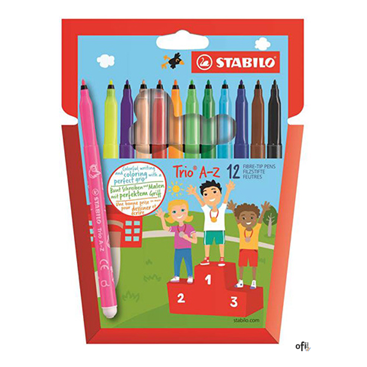 Flamastry trójkątne STABILO TRIO 12szt. A-Z 378/1-12-01