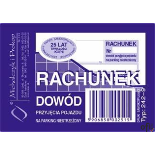 Rachunek dowód przyjęcia pojazdu na parking niestrzeżony