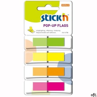 Zakładki indeksujące w podajniku 45x12mm 160/4 kolory STICKN 26017